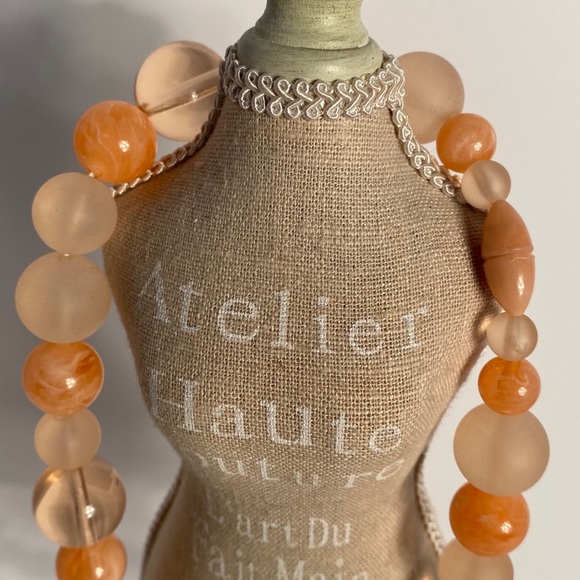 Plastic Round Frosted Beaded Peach Necklace - Picture 2 of 16